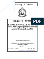 Result of B.A./B.Sc/B.Com/BBA/BCA Part-III Annual Examination, Jammu