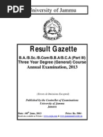 Result of B.A./B.Sc/B.Com/BBA/BCA Part-III Annual Examination, Jammu