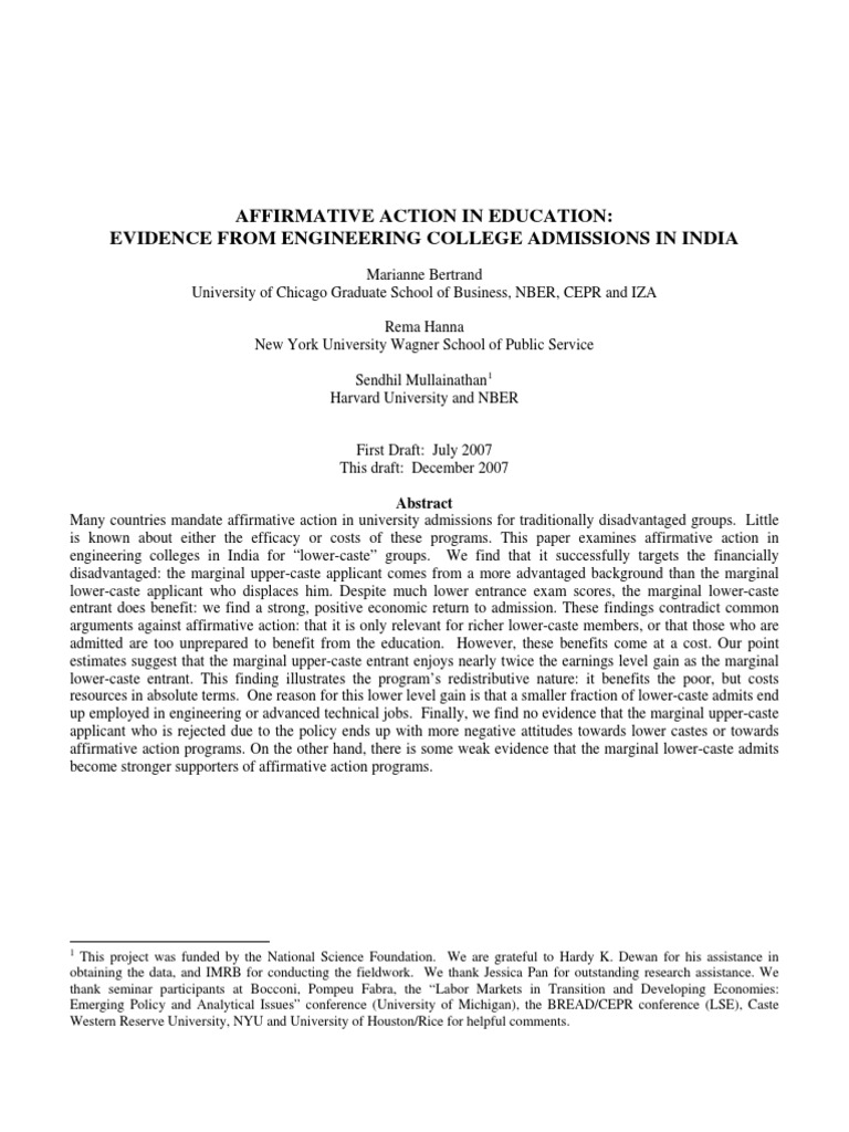Affirmative Action in Education | PDF | Affirmative Action | Survey ...