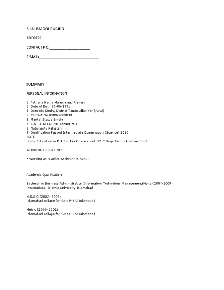 Bilal Rasool Bughio's Profile Summary | PDF | Career & Growth