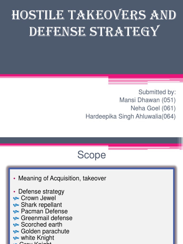 Hostile Takeover Defense Strategies | PDF | Takeover | Financial Economics