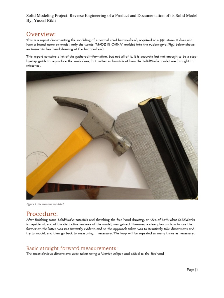 Solid Modeling Project: Reverse Engineering of A Product and ...