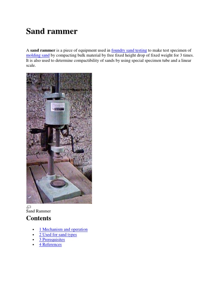 Sand Rammer: Operation and Uses | PDF | Tools | Equipment