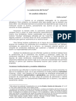 DELIA LERNER. La autonomía del lector.