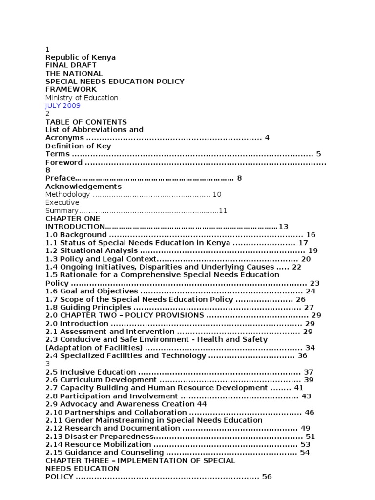 Special Needs Education Policy PDF Special Education Inclusion (Education)