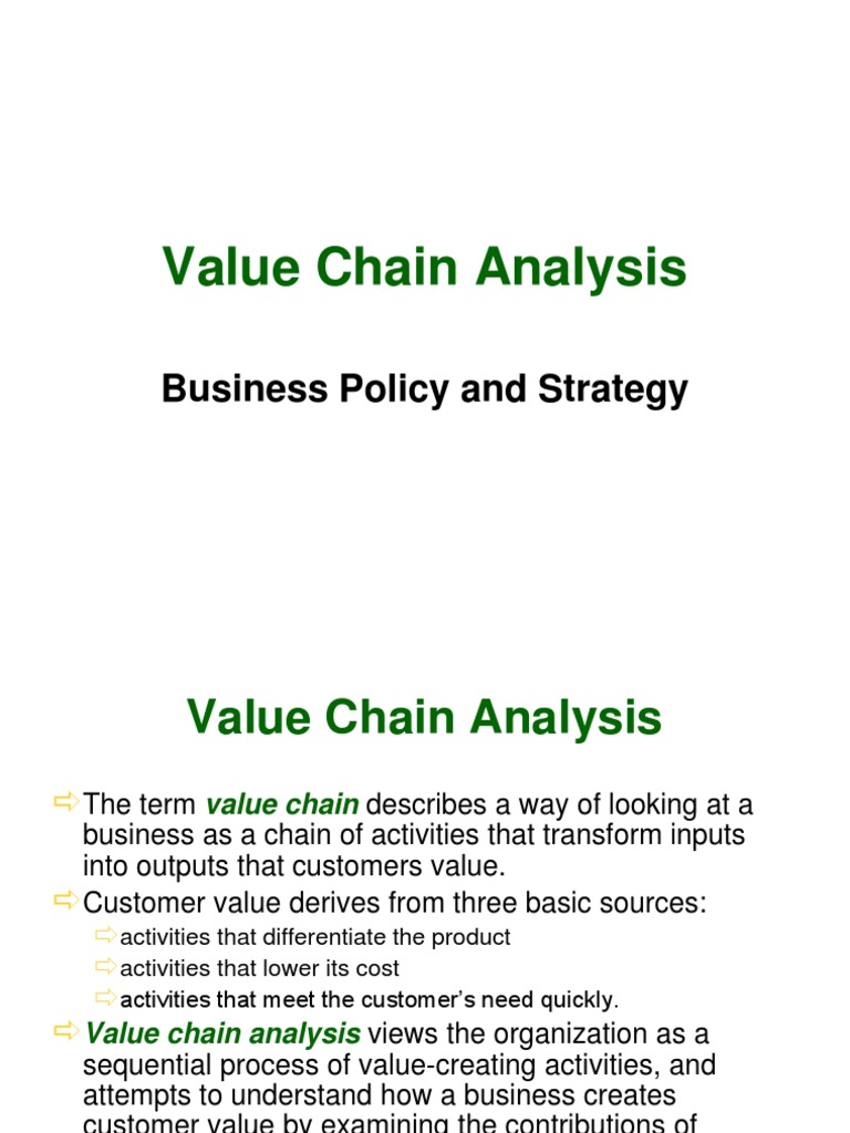 Value Chain Analysis: Business Policy and Strategy | PDF