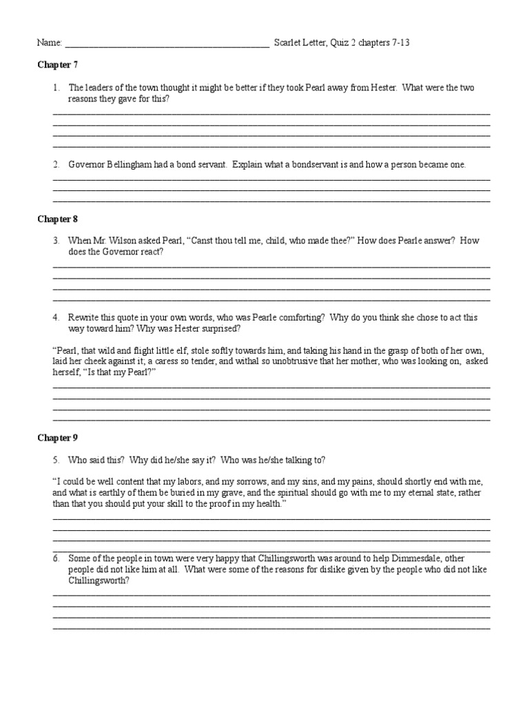 Scarlet Letter Quiz 2 | PDF | The Scarlet Letter