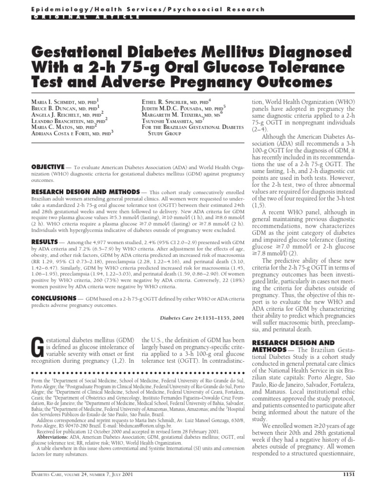 Gestational Diabetes Mellitus Diagnosed | PDF | Gestational Diabetes ...