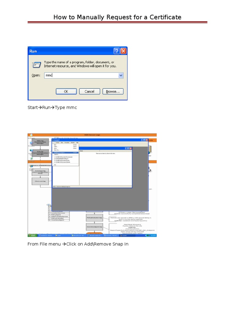 How To Manually Request For A Certificate: Start Run Type MMC | PDF