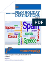 Top 10 European Holiday Destinations For 2013 PDF