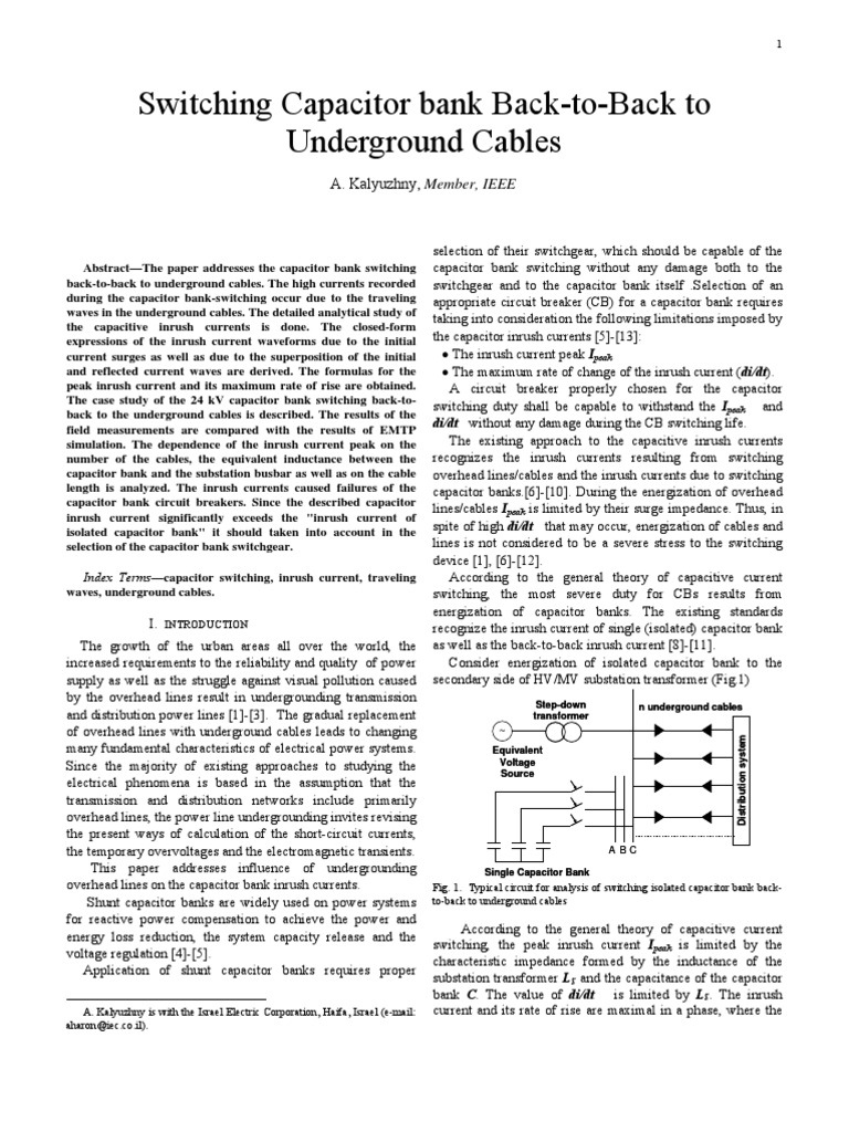 AaronKalyuzhny Switching Capacitors Underground Cables - Paper | PDF ...