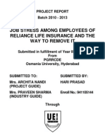 Job Stress Among Employees of Reliance Life Insurance and The Way To Remove It
