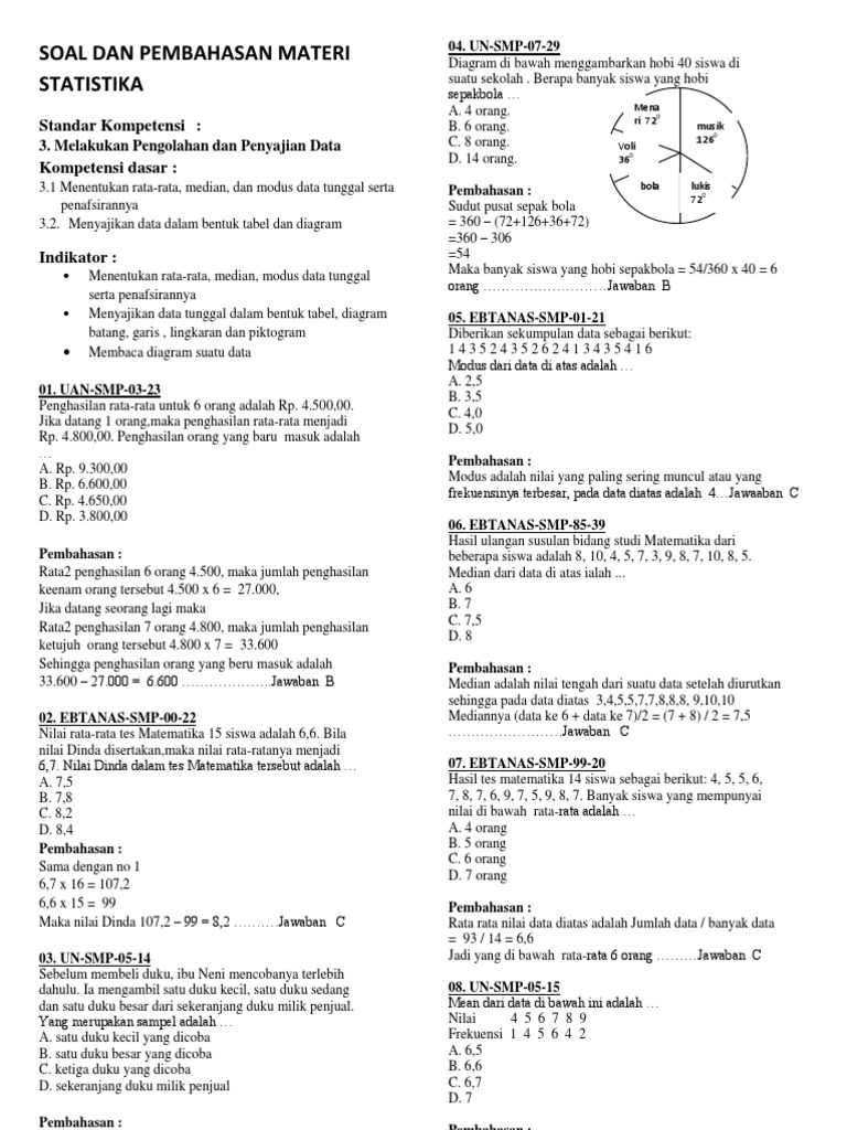 Soal Dan Pembahasan Materi Statistika