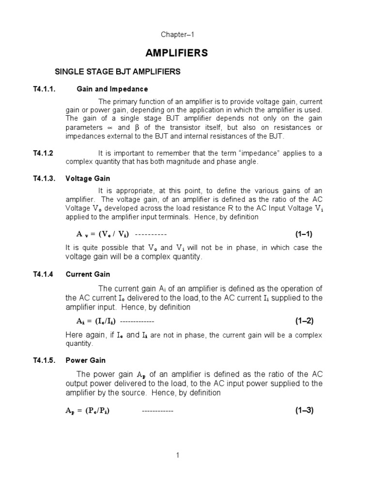 Chap 1 | PDF | Amplifier | Bipolar Junction Transistor