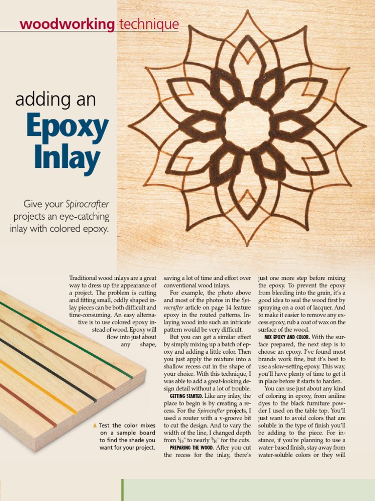 Epoxy Inlay Tips for Woodworkers | PDF | Epoxy | Wood