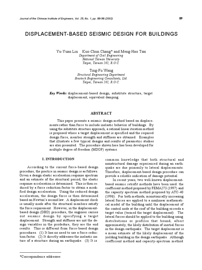 Displacement-Based Seismic Design Method | PDF | Physics | Chemical ...