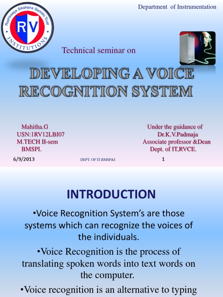 Voice Recognition System Seminar | PDF | Speech Recognition | Embedded ...