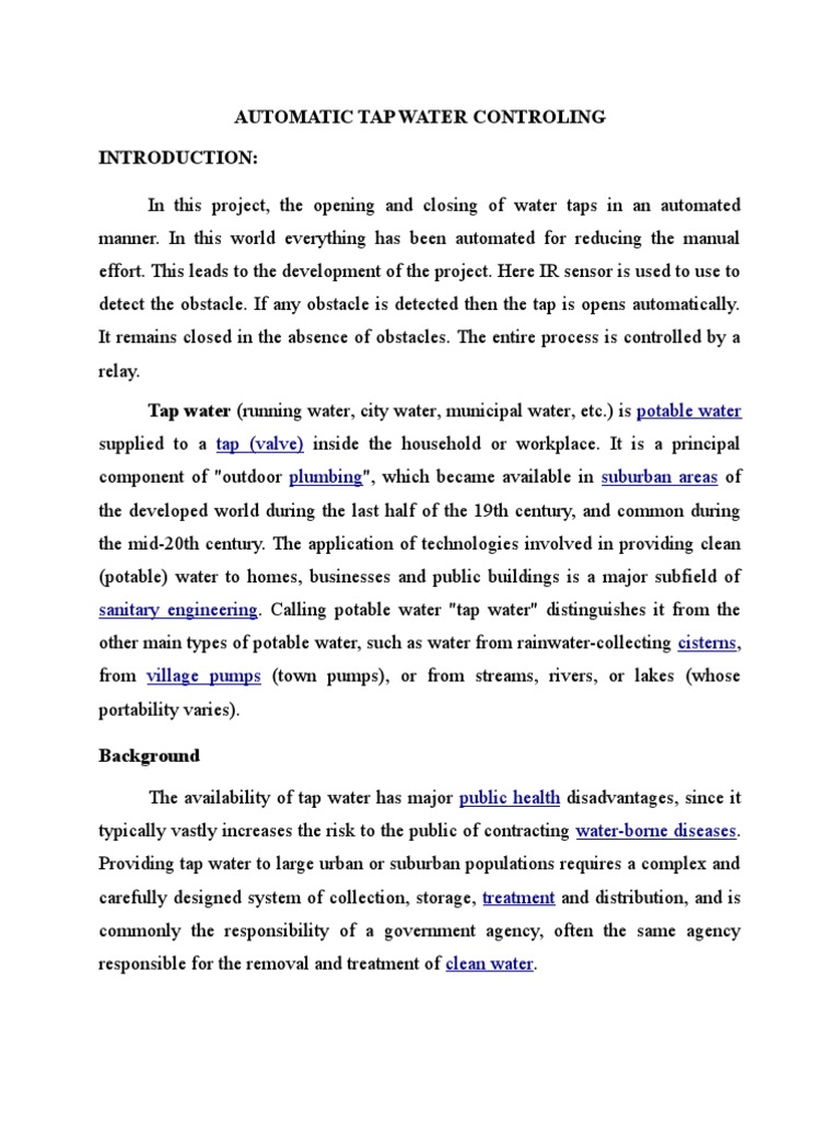 Automated Tap Water Control System | PDF | Tap Water | Tap (Valve)