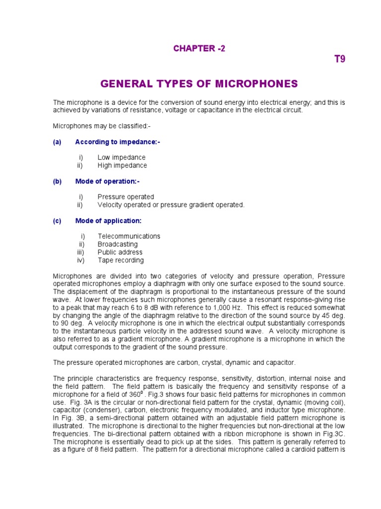 General Types of Microphones Chapter 2 PDF Microphone Capacitor
