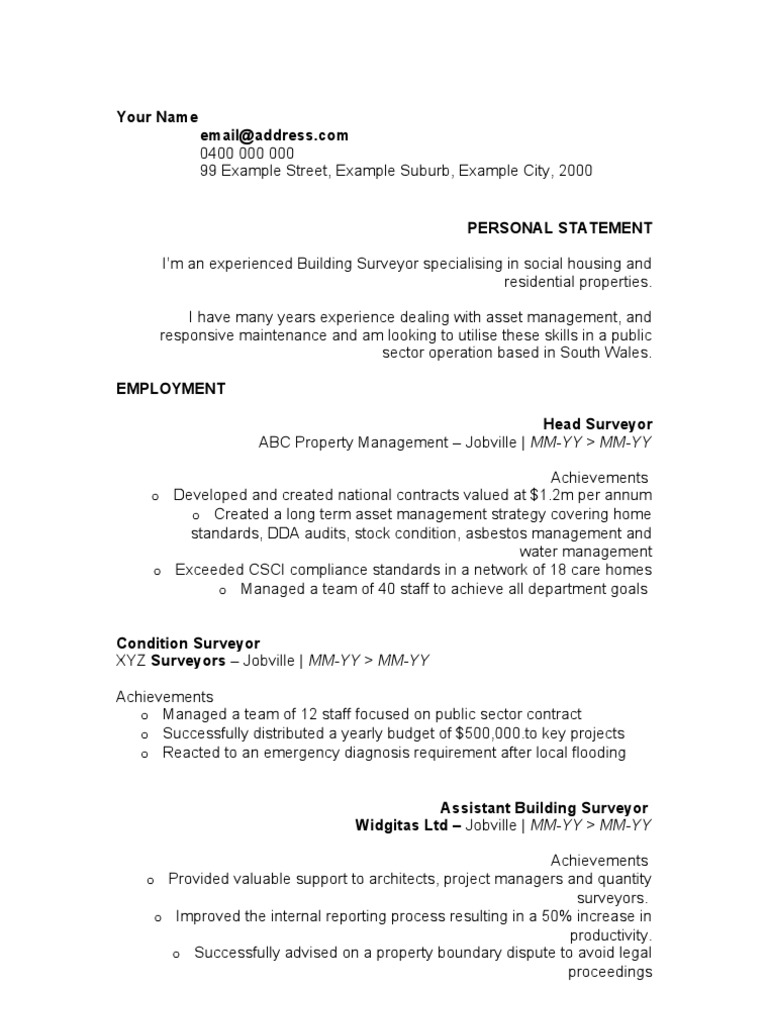 Building Surveyor CV for Public Sector | PDF