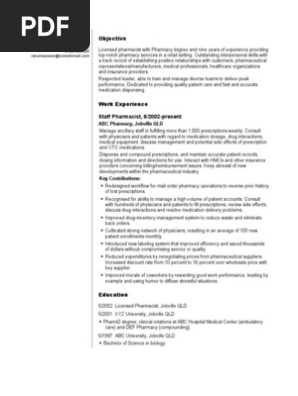 1 Pharmacist Cv Template