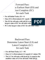 Forward Pass: Determine Earliest Start (ES) and Earliest Complete (EC) For Each Task