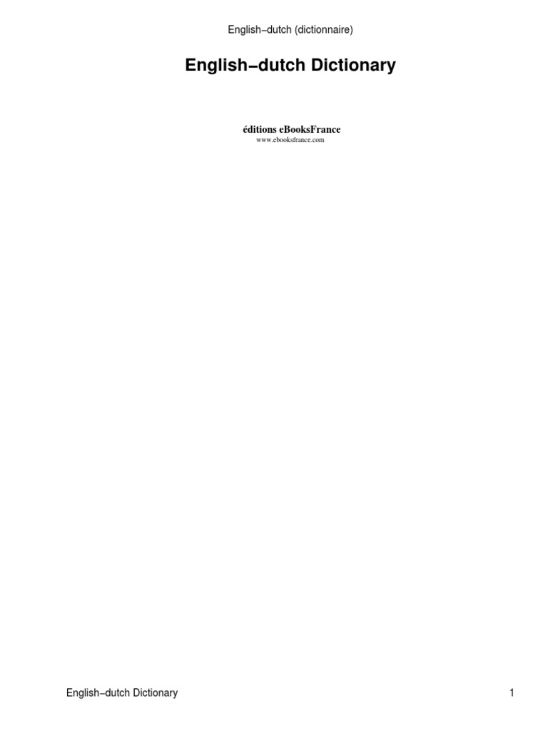 Dictionnaire English Dutch Dictionary Kamus Inggris Belanda