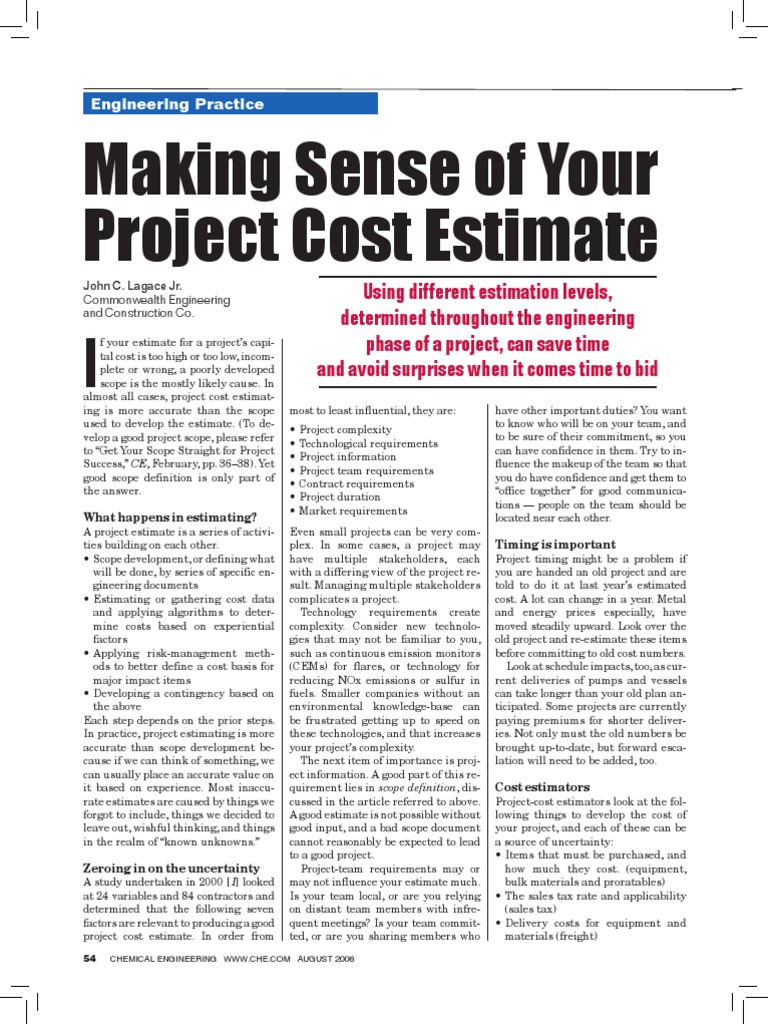 Project Cost Estimation Insights | PDF | Technology & Engineering