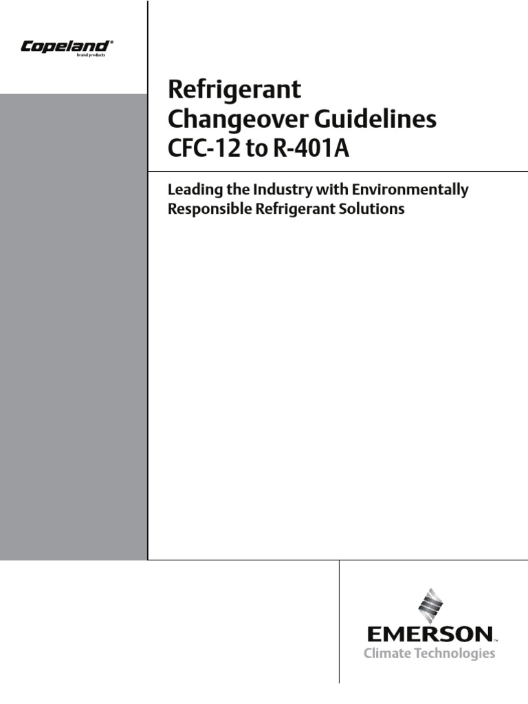 Refrigerant Changeover Guidelines CFC12 To R401A PDF