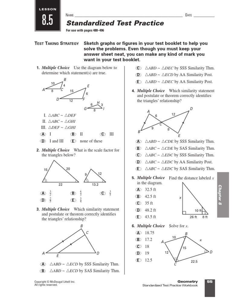8.5 Test | PDF | Multiple Choice | Theorem
