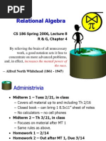 Relational Algebra: CS 186 Spring 2006, Lecture 8 R & G, Chapter 4