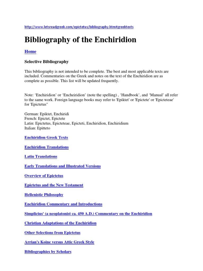 EncheiridionBiblio 24p | PDF | Epictetus | Books