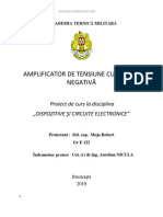 Proiect Amplificator de Tensiune Cu Reactie Negativa STD Cap MUJA ROBERT PDF