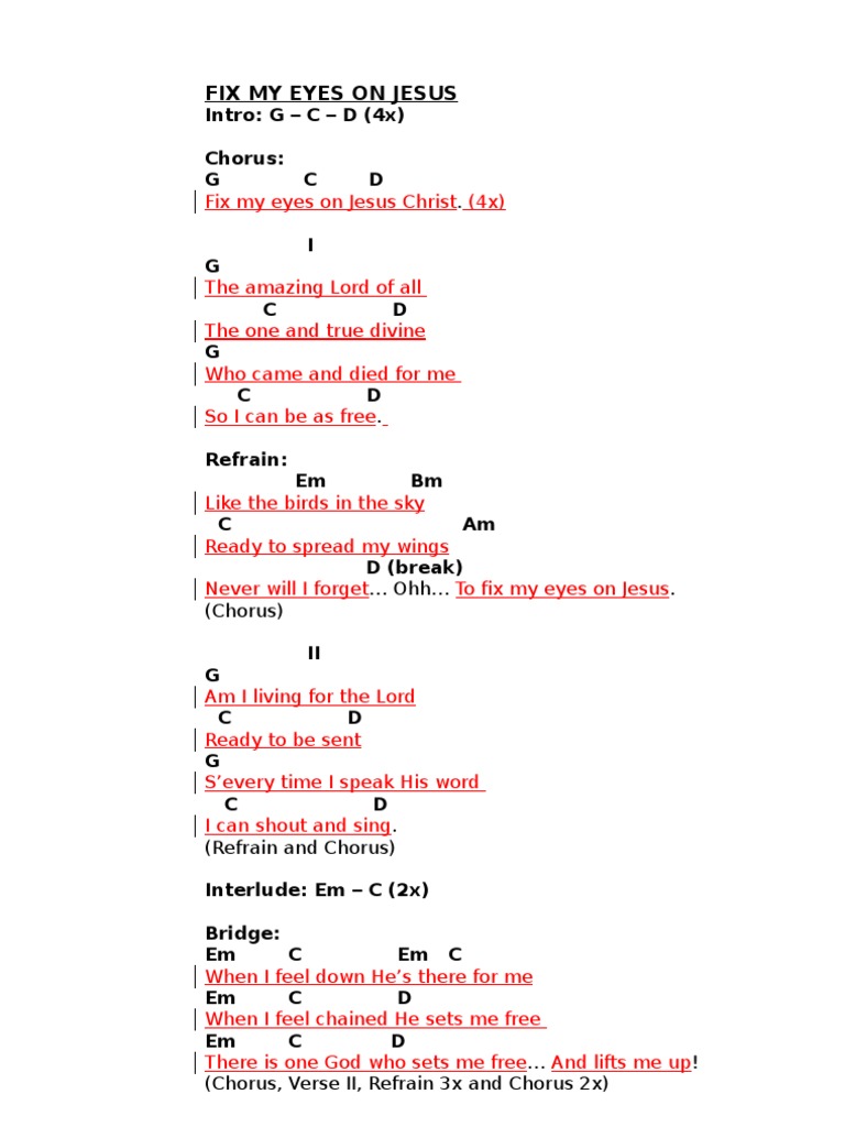 Fix My Eyes on Jesus Lyrics | PDF