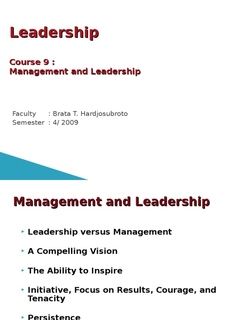 Leadership and Management Course Overview | PDF | Leadership | Goal