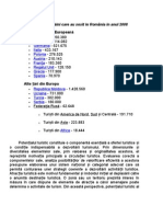 Numărul turiștilor străini care au sosit in România in anul 2008