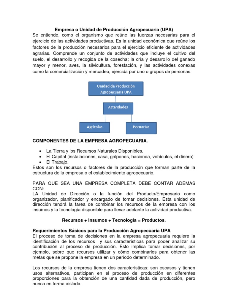 Unidad de Producción Agropecuaria (UPA) | PDF | Agricultura | Planificación