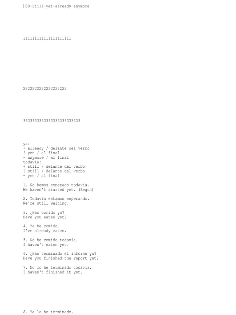 Uso de "still", "yet" y "already" | PDF