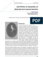 Joan Riviere, La Mascarada y La Disolución de La Esencia Femenina