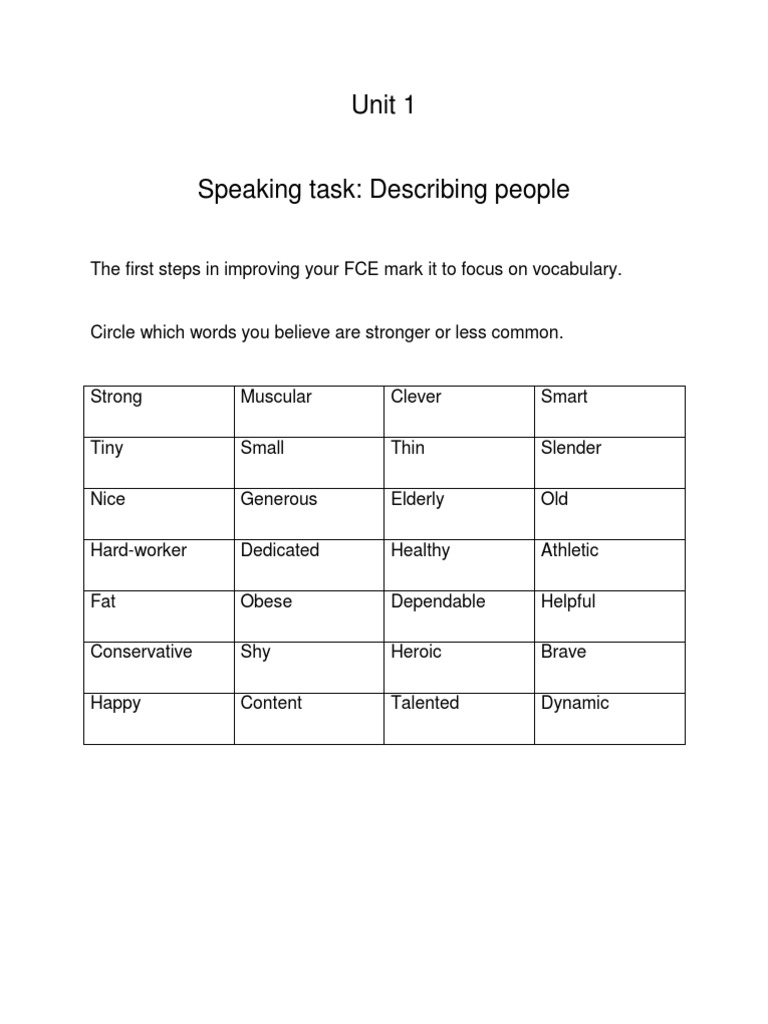 Unit 1 FCE Speaking Practice | PDF | Cognitive Science | Psychological ...