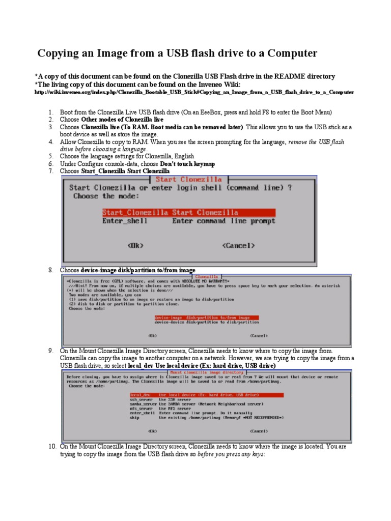 Clonezilla Usb Instructions Pdf Usb Flash Drive Booting