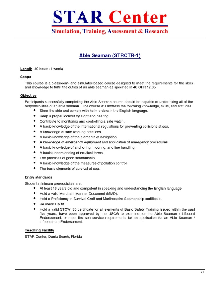 Able Seaman Course Overview and Requirements | PDF
