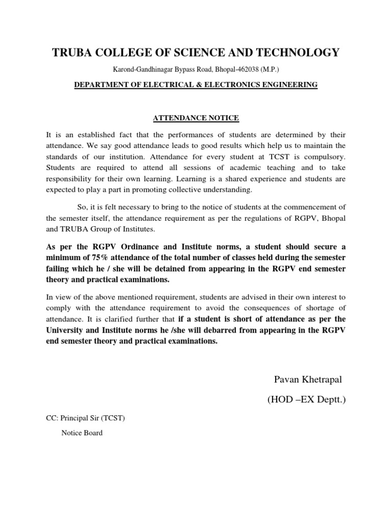 Attendance Requirement Notice | PDF