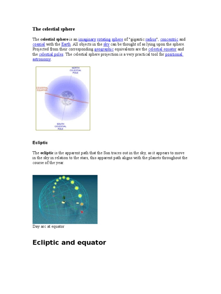 The Celestial Sphere: Ecliptic and Equator | Download Free PDF | Zodiac ...