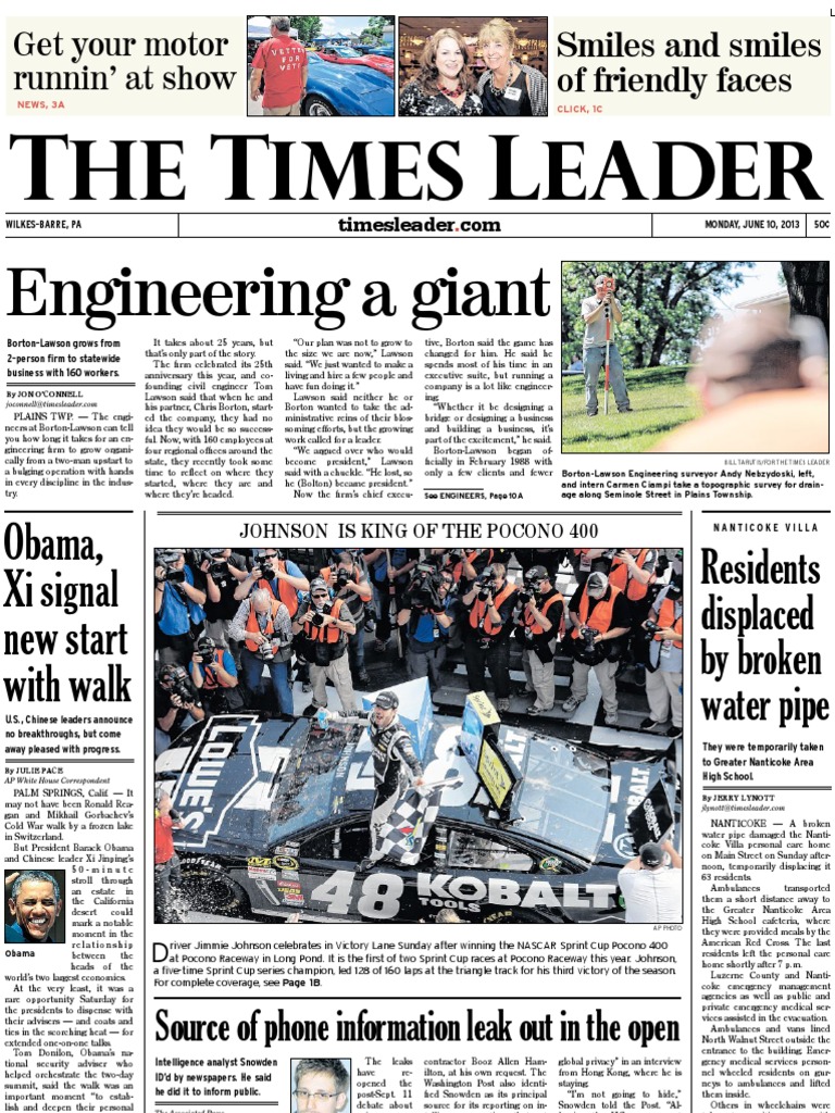 Times Leader 06-10-2013, PDF, Edward Snowden