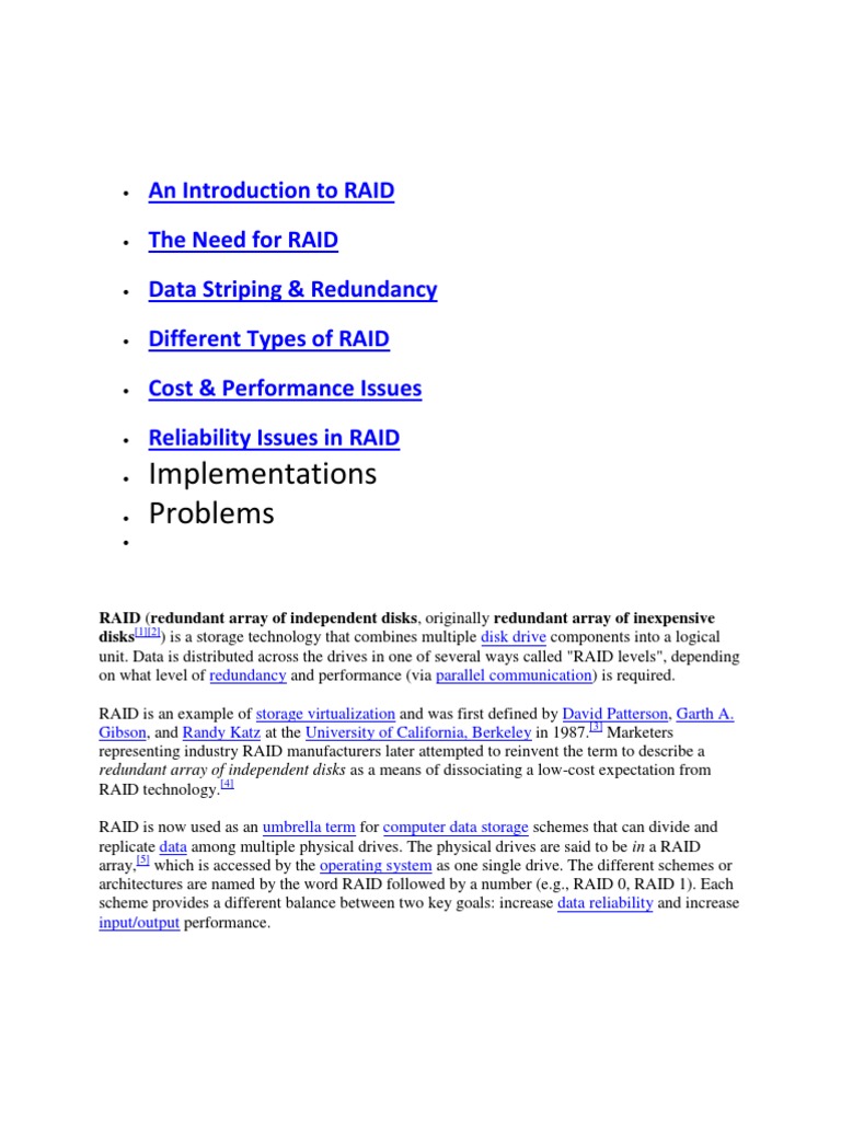 An Introduction To RAID | PDF | Error Detection And Correction ...