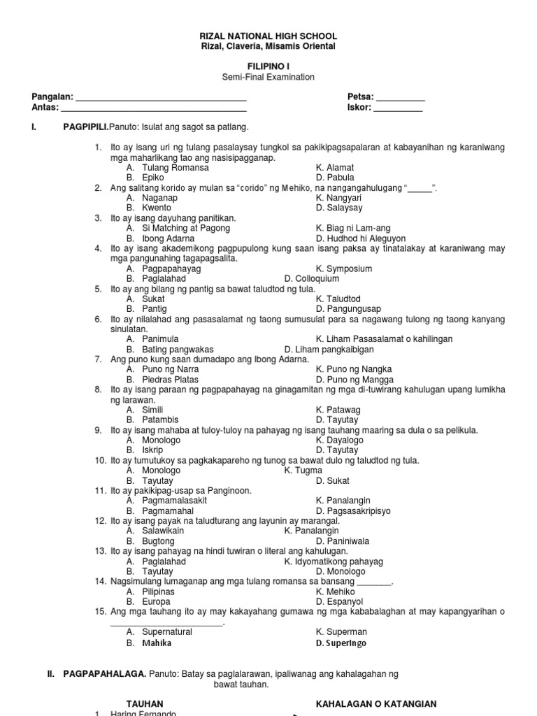 Rizal National High School PDF