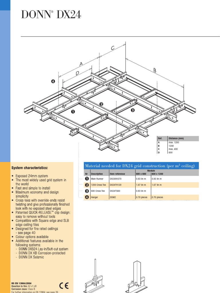 Acoustical Ceiling USG DX24mm Grid Brochure Screw Building Engineering