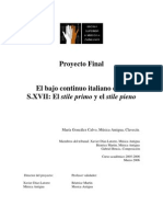 El Bajo Continuo Italiano en El S Xvii - Stile Primo Stile Pieno - Maria Gonzalez Calvo - Proy
