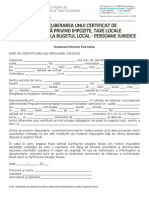 CERERE Pentru Eliberarea Unui Certificat de Atestare Fiscala Privind Impozite, Taxe Locale Si Alte Venituri La Bugetul Local - PJ